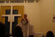 No plpito, irmo Daniel Assumpo desejando boas-vindas aos irmos de Porto Alegre em 07/09/2007